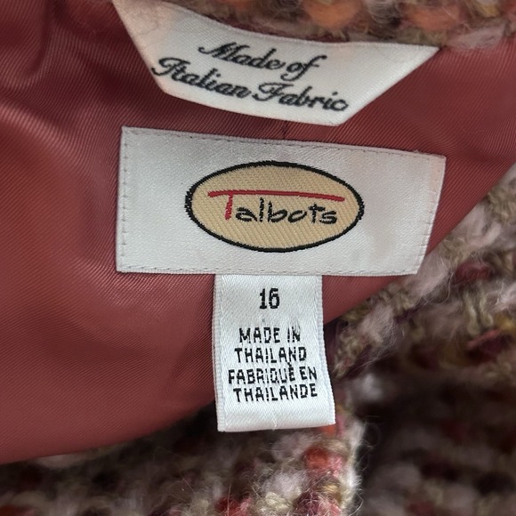 TALBOTS Pink Tweed JACKET BLAZER 16 Wool Office Career Church Preppy Academia - Picture 7 of 16